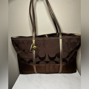 Authentic Coach Signature Metallic Copper Tote - 11098